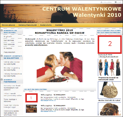 Karnawał i Walentynki - położenie reklam w serwisie